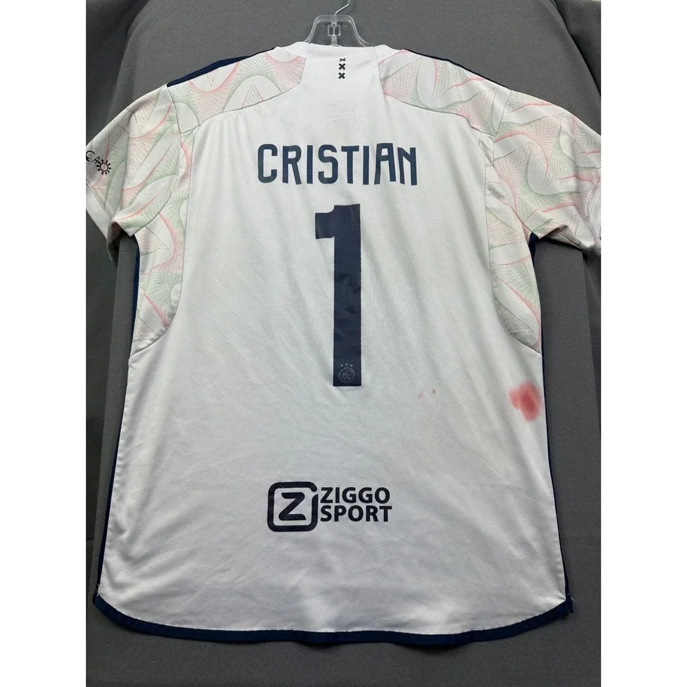 Adidas Ajax Amsterdam 2023-24 Away Jersey Mens Large‎ Cristian 1 White Patterned